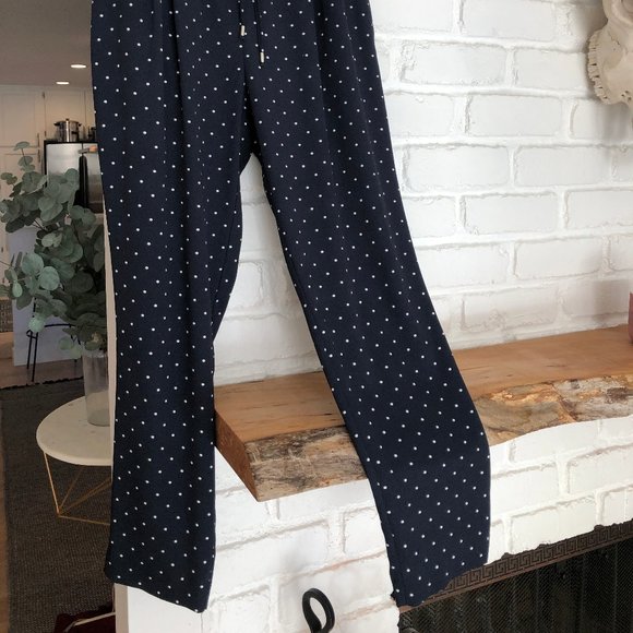 Zara Basic Polka Dot Navy Trousers - Sz M - Picture 3 of 6